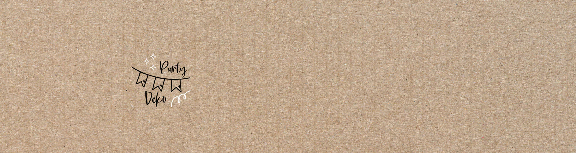 Handgezeichneter Wimpel mit den Worten Party, lets party auf einem einfarbig braunen, strukturierten Hintergrund.