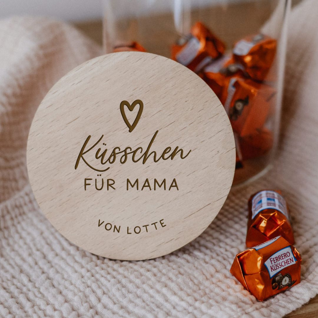 Personalisiertes Vorratsglas „Küsschen für Mama“