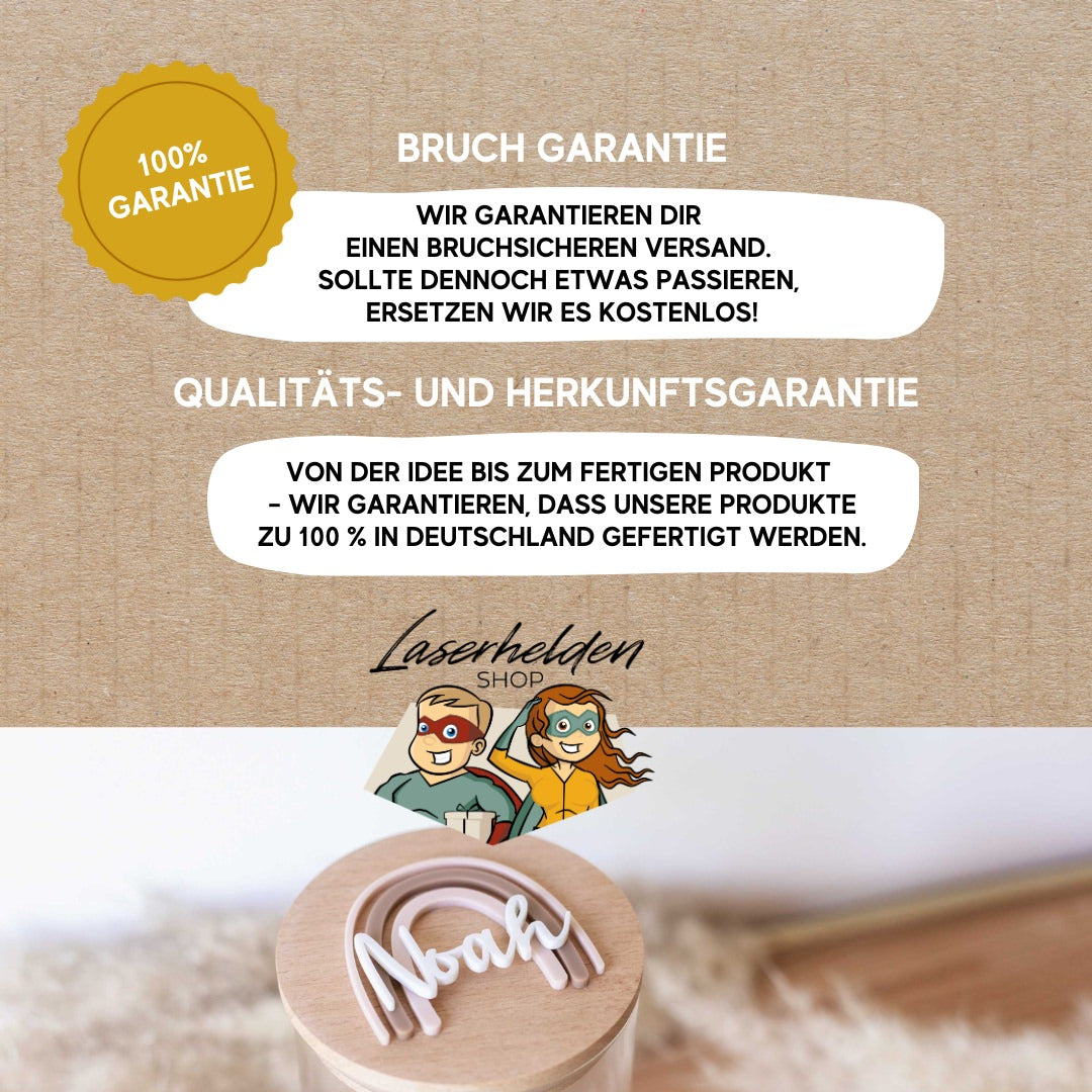 Personalisiertes Vorratsglas mit Regenbogen und Name