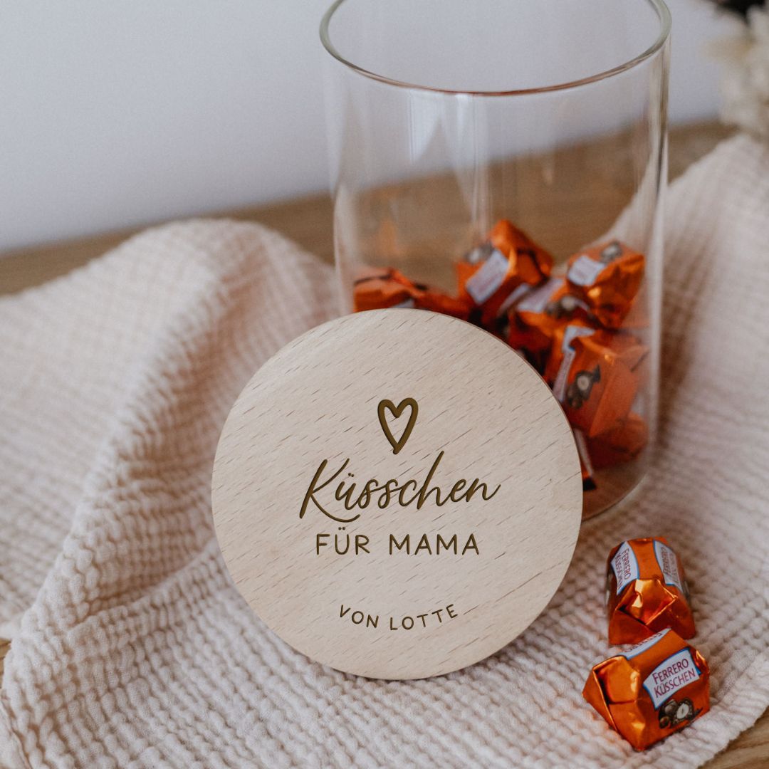 Personalisiertes Vorratsglas „Küsschen für Mama“