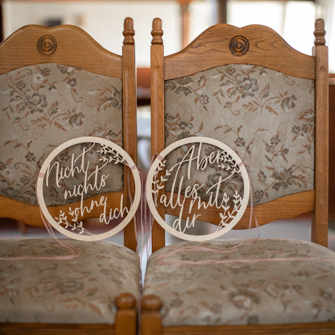 Stuhldeko Holzschilder „Nicht nichts ohne dich & Aber alles mit dir“