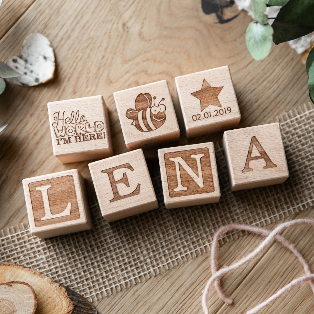 Personalisierte Holzwürfel