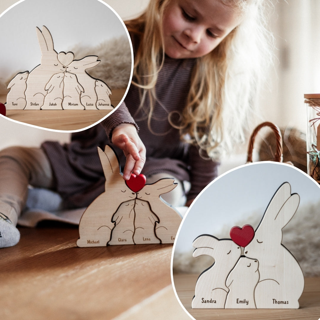 Hasenfamilie aus Holz - Ostergeschenk