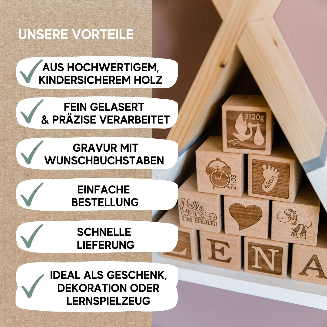 Personalisierte Holzwürfel