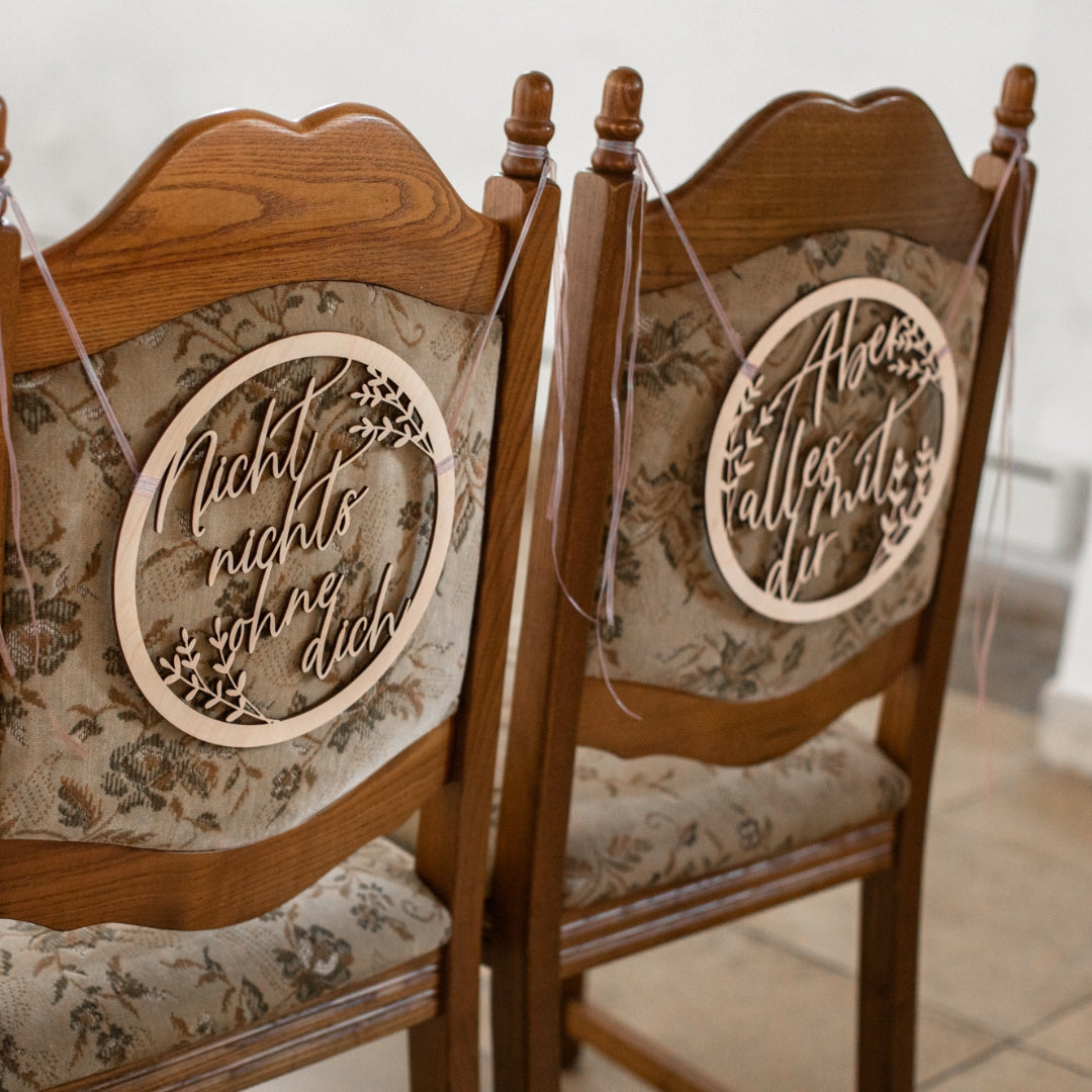 Stuhldeko Holzschilder „Nicht nichts ohne dich & Aber alles mit dir“