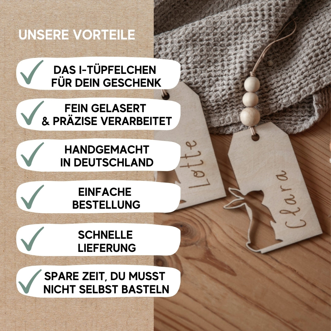 Unsere Vorteile: fein gelaserte, handgemachte Produkte, einfache und schnelle Lieferung