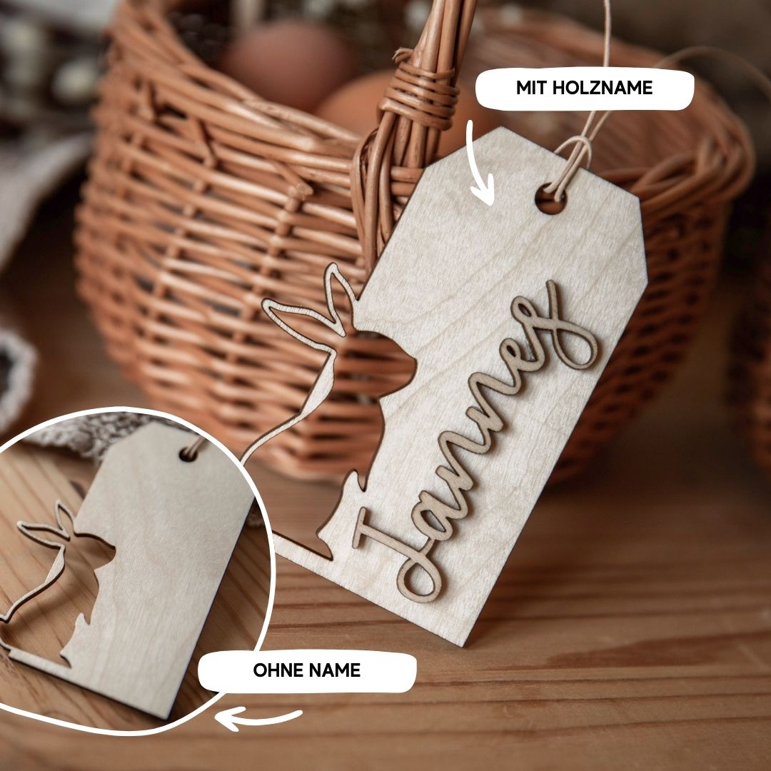 Personalisiertes Holzschild - ideal für das Ostekörbchen