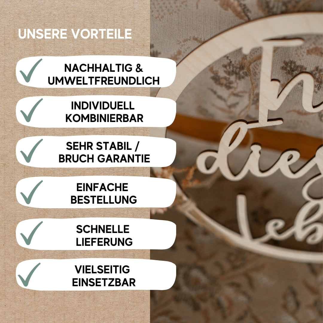 Stuhldeko Holzschilder „In diesem Leben & im nächsten“