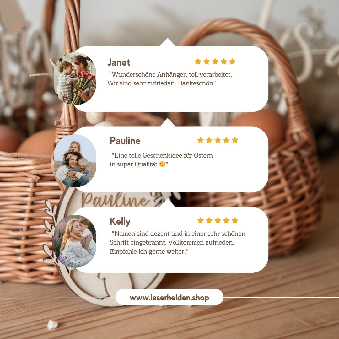 Osterkorb mit personalisiertem Anhänger