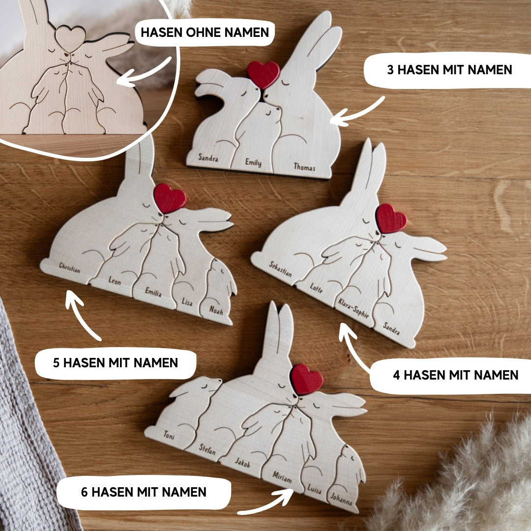 Hasenfamilie aus Holz - Ostergeschenk