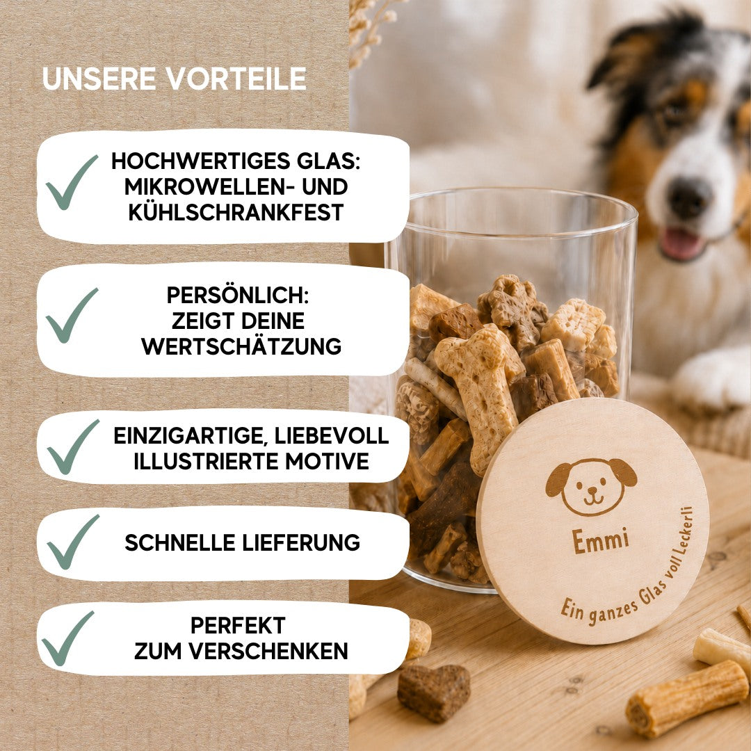 Personalisiertes Vorratsglas für Hundeleckerlis mit Namen