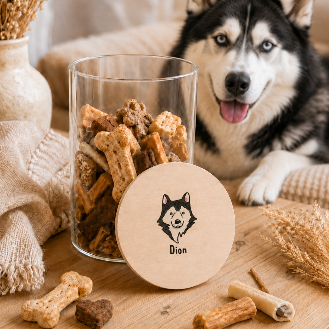 Personalisiertes Hundeleckerli-Glas mit Wunschhunderasse & Namen
