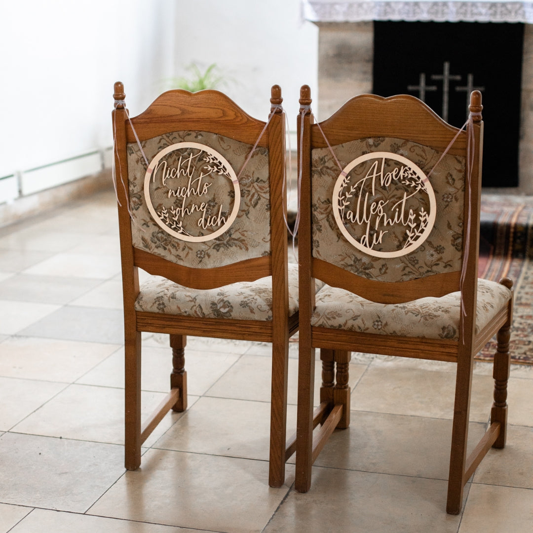 Stuhldeko Holzschilder „Nicht nichts ohne dich & Aber alles mit dir“
