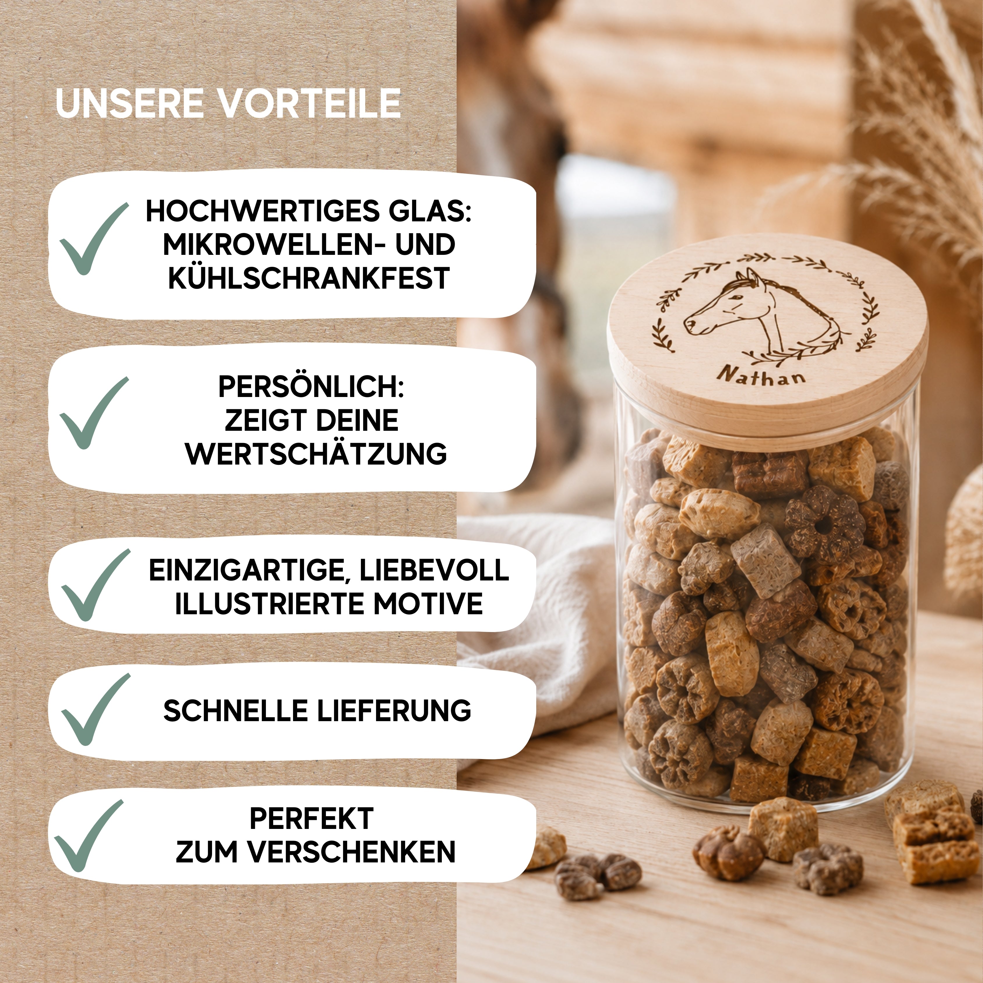 Personalisiertes Vorratsglas für Pferde-Liebhaber mit Gravur