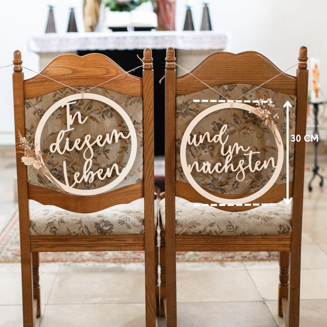 Stuhldeko Holzschilder „In diesem Leben & im nächsten“