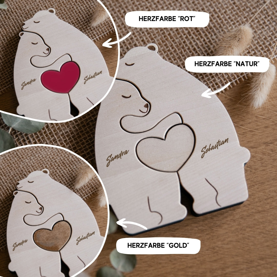 Personalisierte Bärenfamilie aus Holz