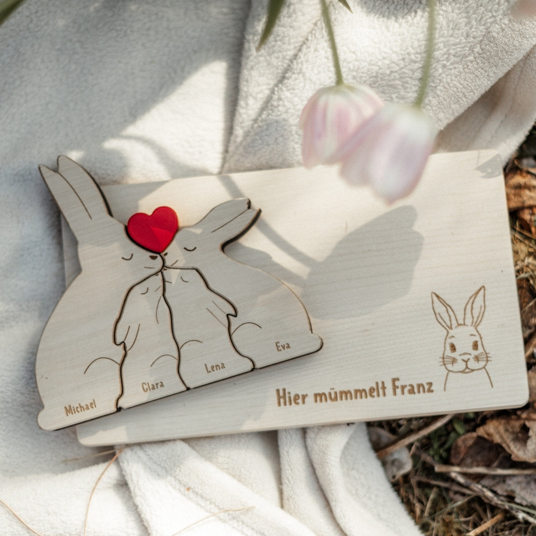 Frühstücksbrettchen mit Hasenmotiv zu Ostern