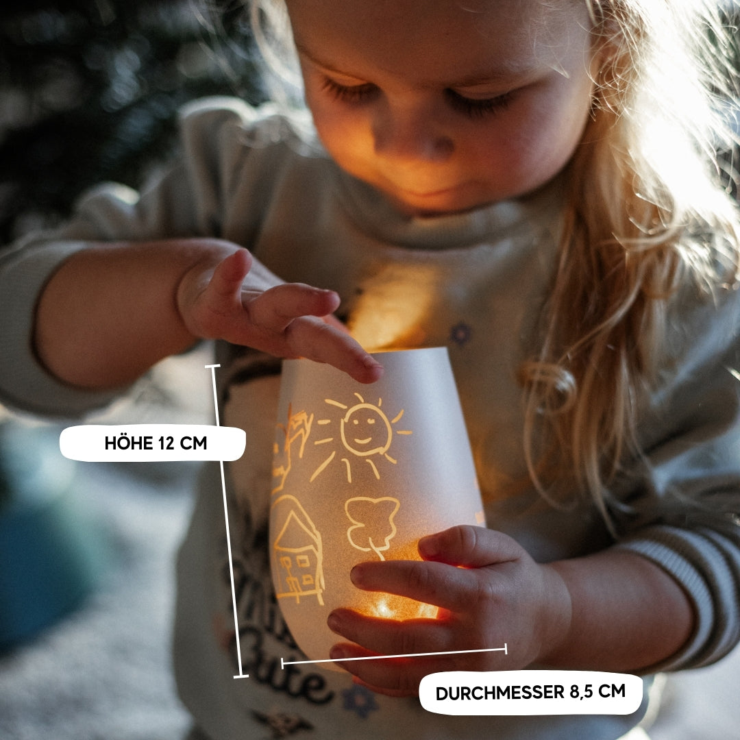 Windlicht mit Kinderzeichnung
