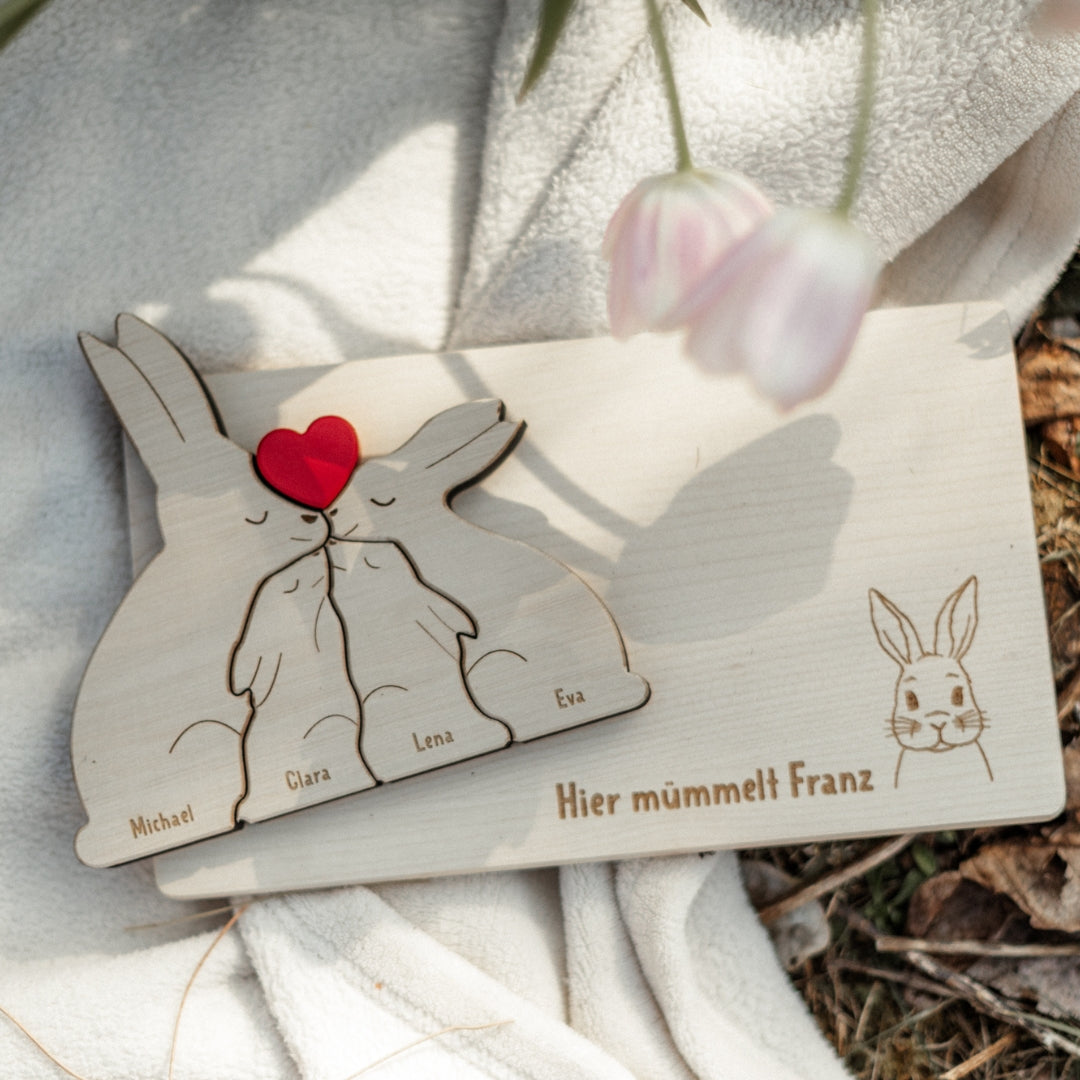 Hasenfamilie aus Holz - Ostergeschenk