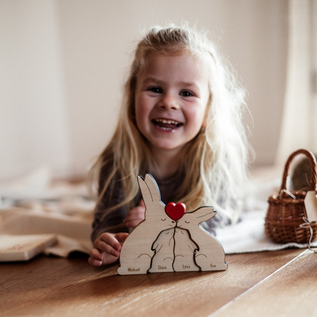 Hasenfamilie aus Holz - Ostergeschenk