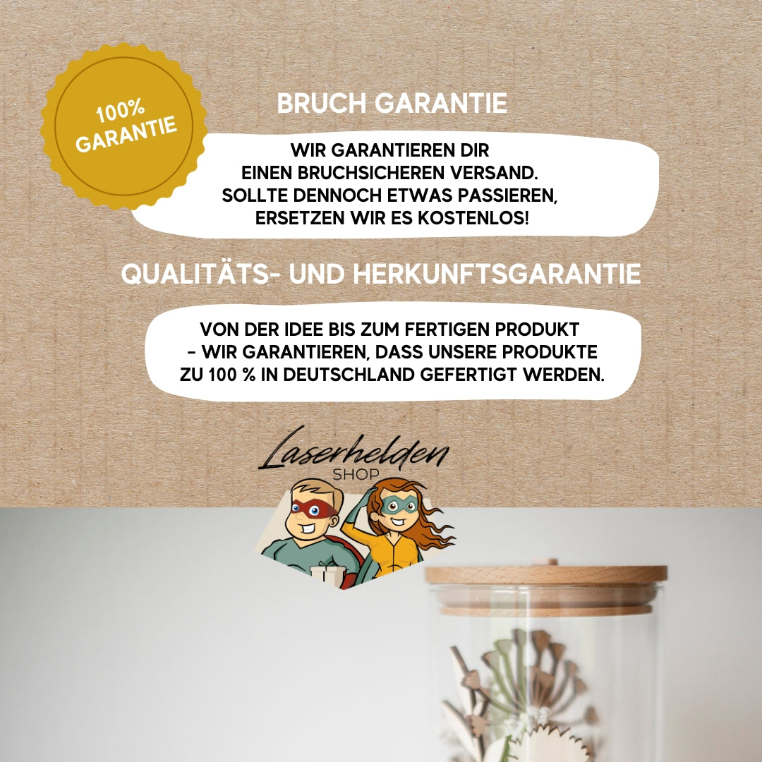 Das personalisierte Vorratsglas „Finger weg“ von Laserhelden, mit Gravur, Holzdeko, Comic-Logo sowie garantiertem Herkunftsnachweis – ein einzigartiges Geschenk.