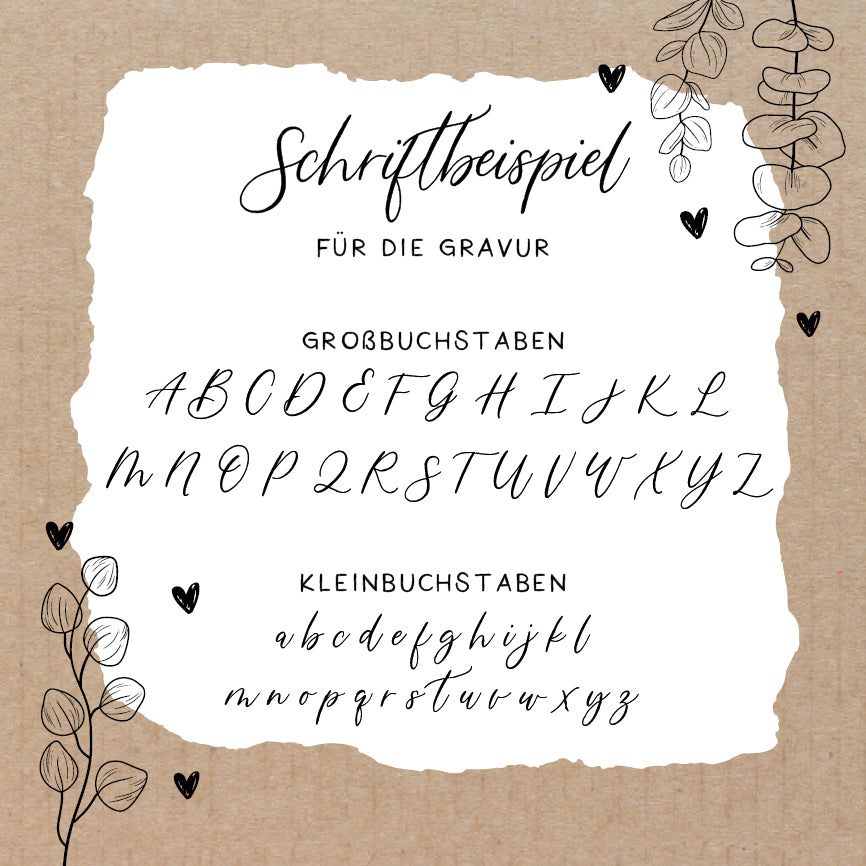 personalisiertes Gästebuch - Schriftbeispiel für die Gravur