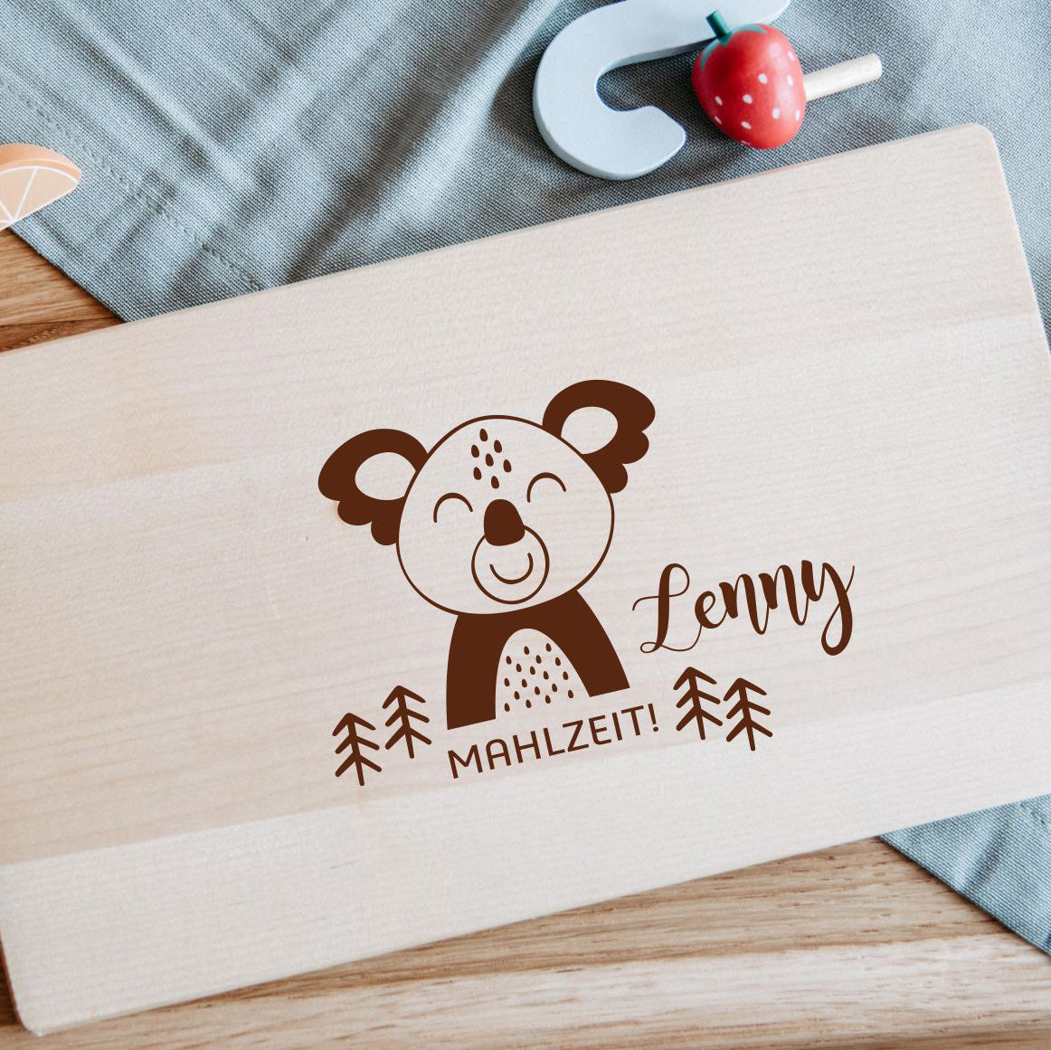 Frühstücksbrettchen Kinder mit verschiedenen Motiven 26x15 cm, Frühstücksbrettchen personalisiert, Holzbrett Kinder, Brettchen Kinder, Koala