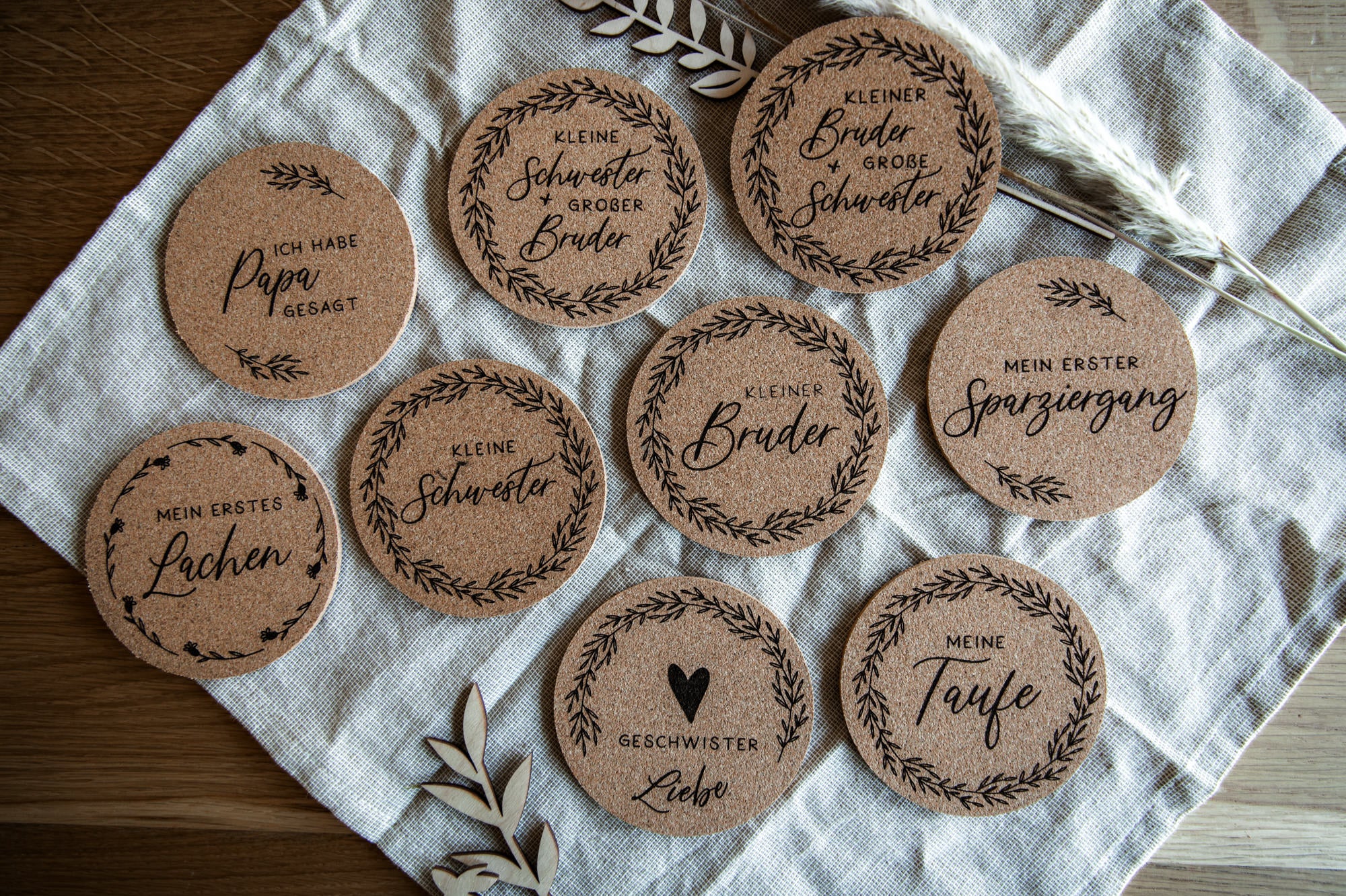 Meilensteinkarten Baby aus Kork - meine ersten Momente / Geschenk für Mütter oder zur Geburt