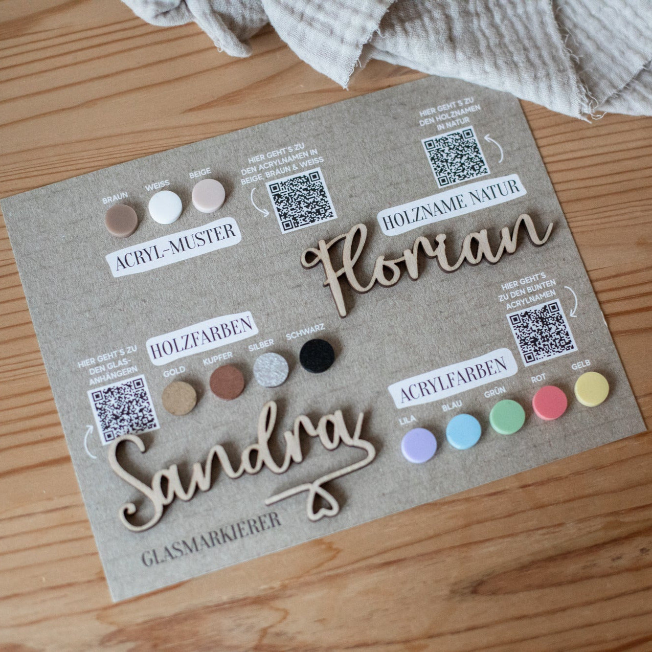 Musterbox Tischkarten & Glasmarkierer