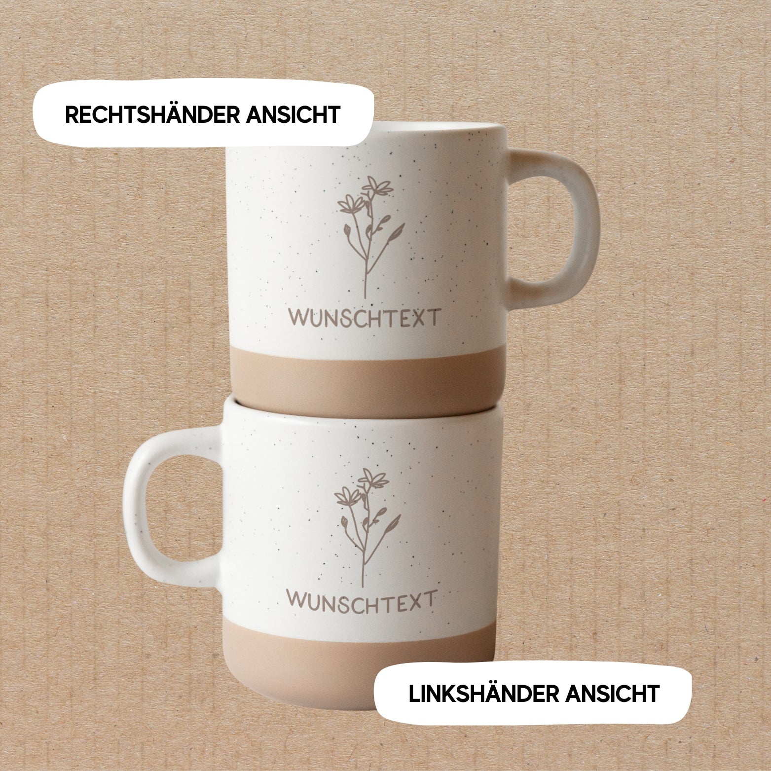 Personalisierte Tasse mit Wunschtext und Blume