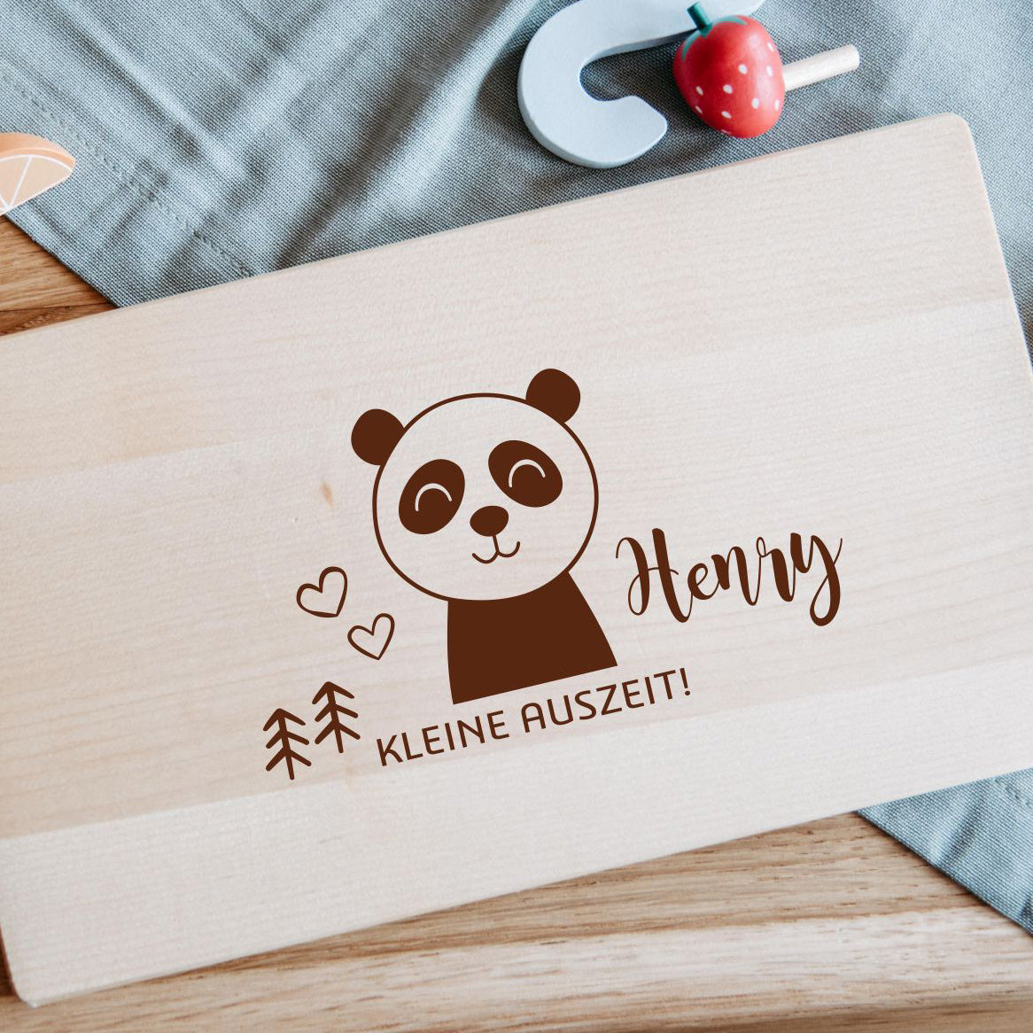 Frühstücksbrettchen Kinder mit verschiedenen Motiven 26x15 cm, Frühstücksbrettchen personalisiert, Holzbrett Kinder, Brettchen Kinder, Panda
