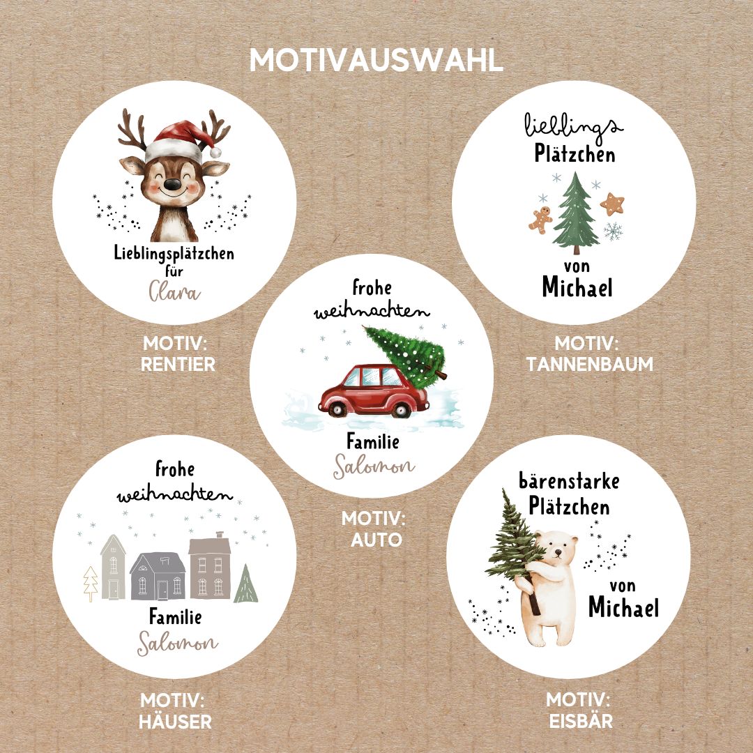 Personalisierte runde Keksdose Weihnachten mit Namen – Motivwahl & Geschenkidee