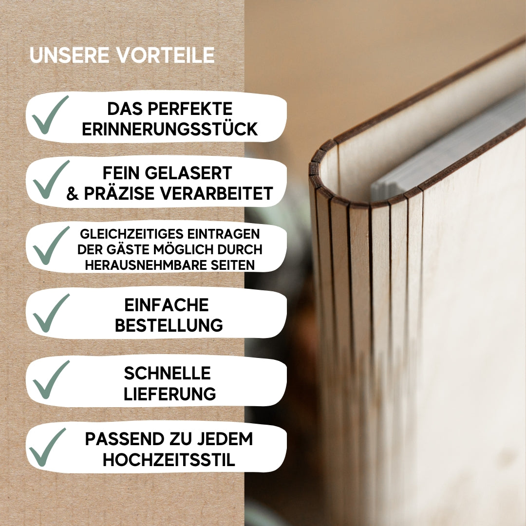 Personalisiertes Gästebuch aus Holz zur Hochzeit