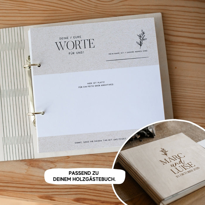 Gästebuch-Innenseiten Hochzeit – Kreative Fragen & Erinnerungen im modernen Design