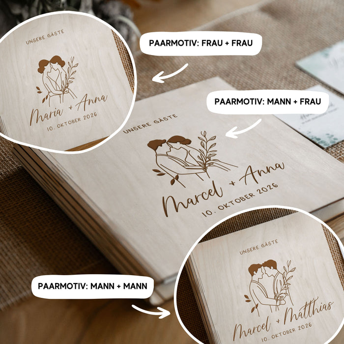 Personalisiertes Gästebuch mit Paar-Gravur