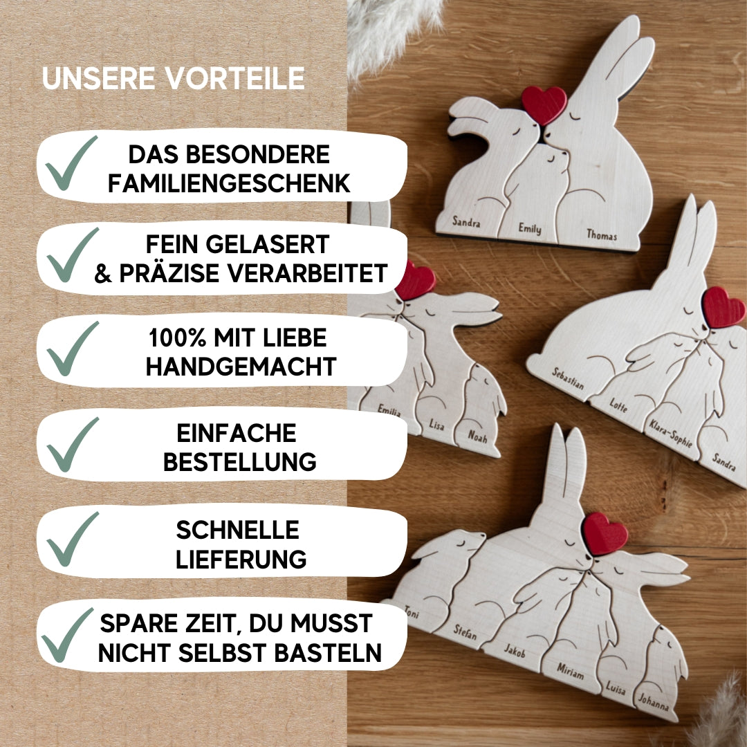 Hasenfamilie aus Holz - Ostergeschenk