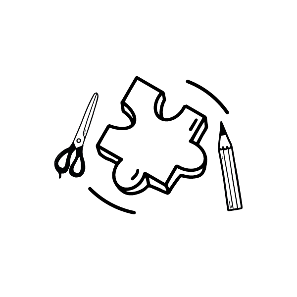 Die Silhouette von Schere, Stein, Papier auf weißem Hintergrund stellt das Spiel mit der Sonderanfertigungsoption von laserhelden dar, die nur nach vorheriger Absprache möglich ist.