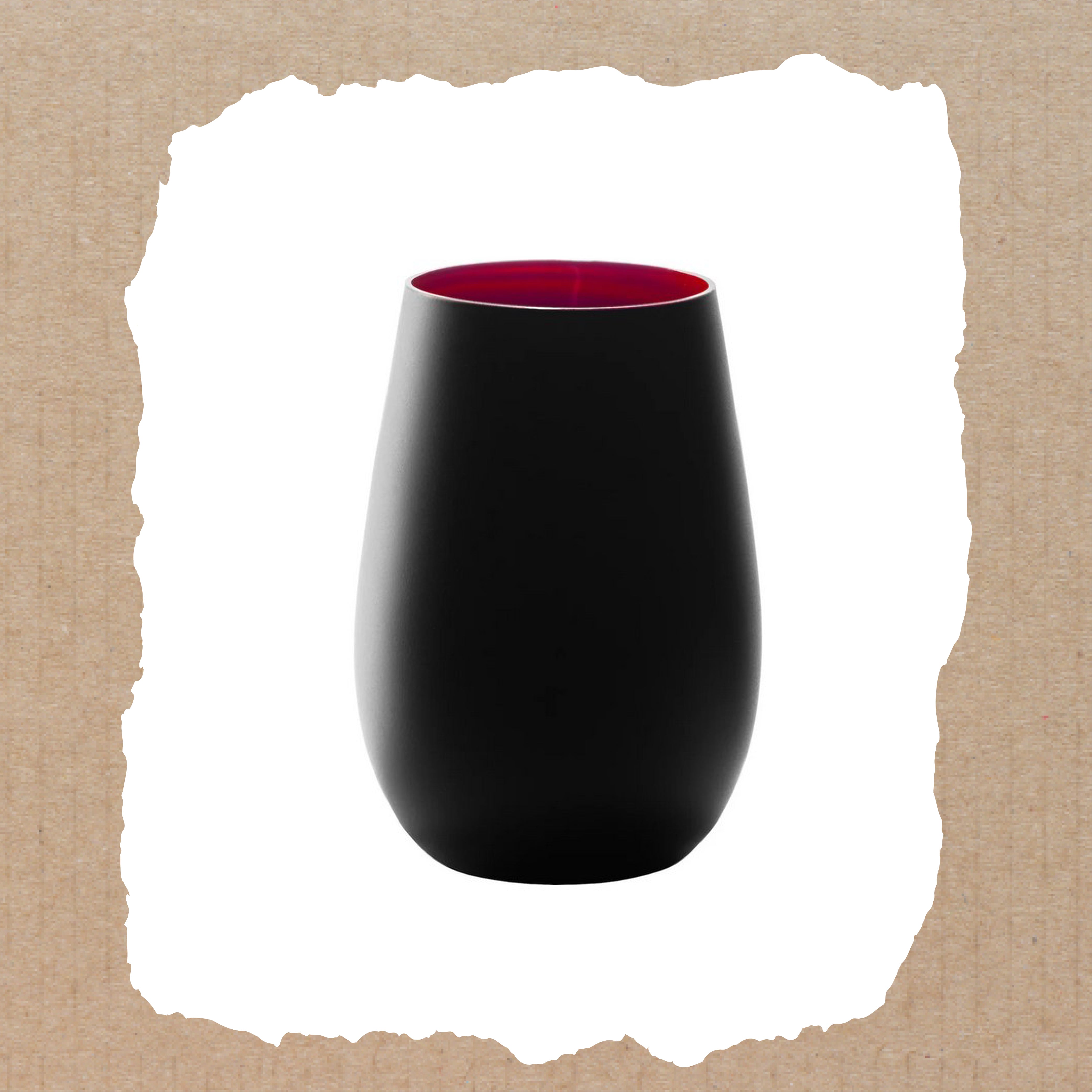 Windlicht aus Kristallglas - schwarz/rot