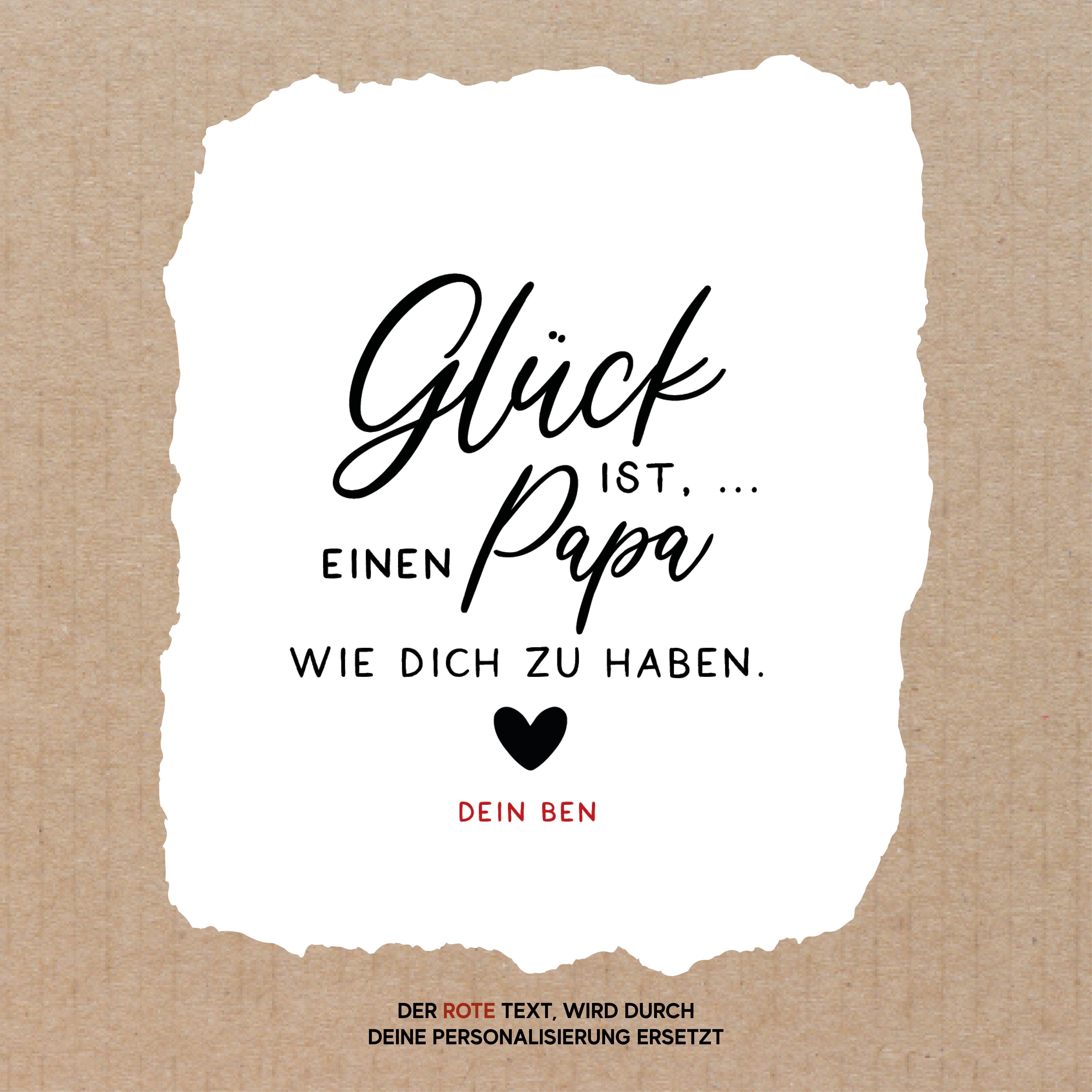 personalisiertes Windlicht - Aufschrift: Glück ist, einen Papa wie dich zu haben