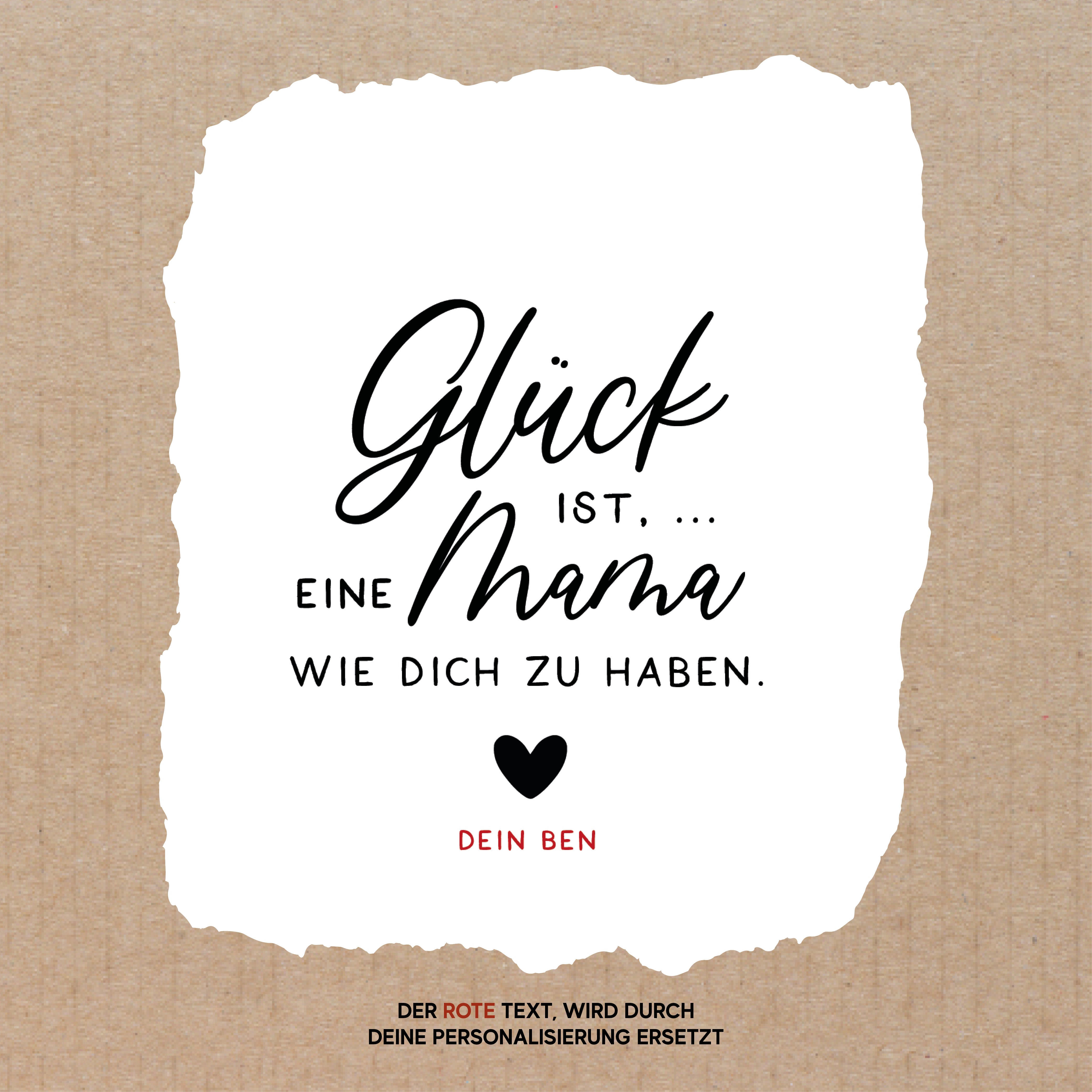 personalisiertes Windlicht - Aufschrift: Glück ist, eine Mama wie dich zu haben