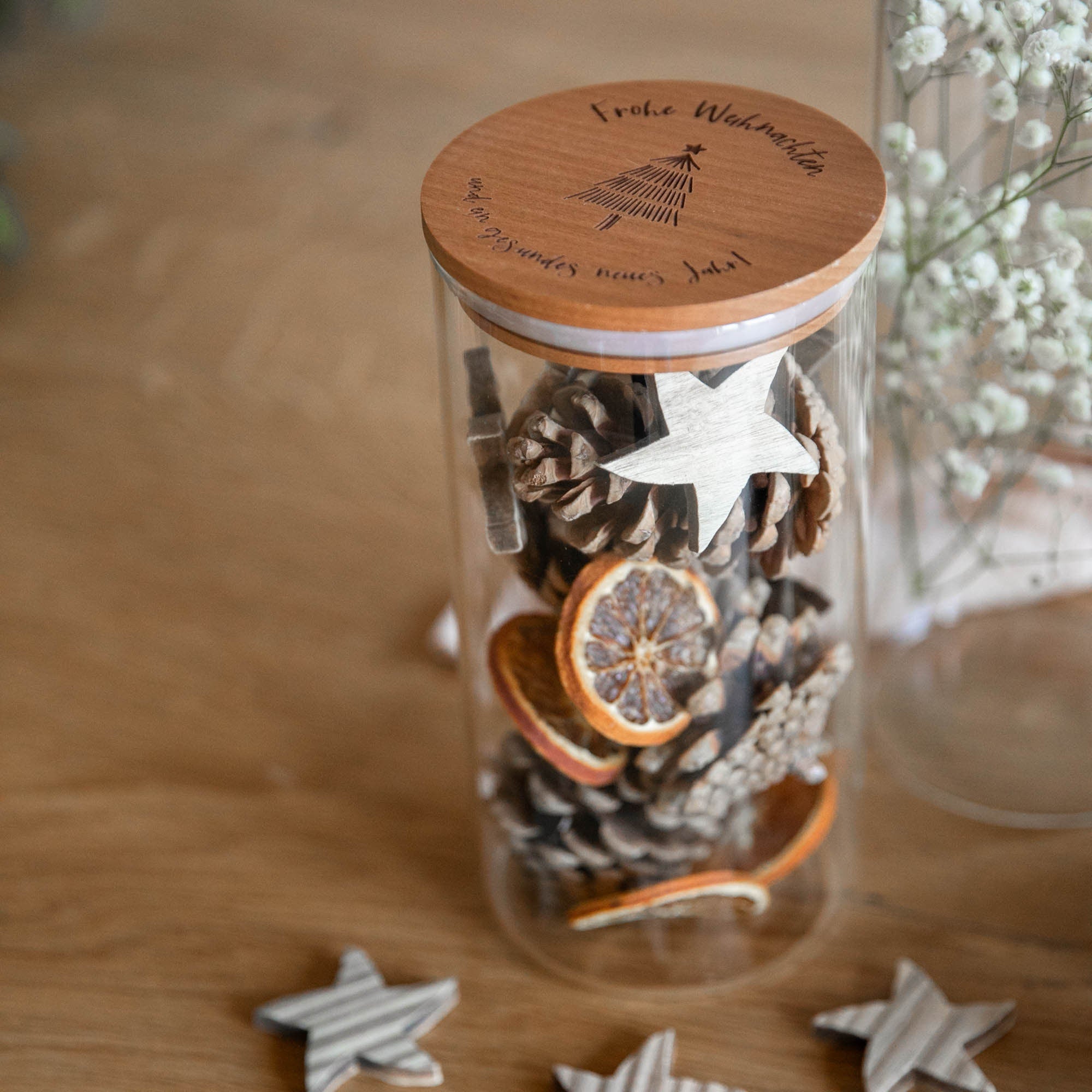 Vorratsglas mit Holzdeckel - personalisiert - Geschenkidee Weihnachten