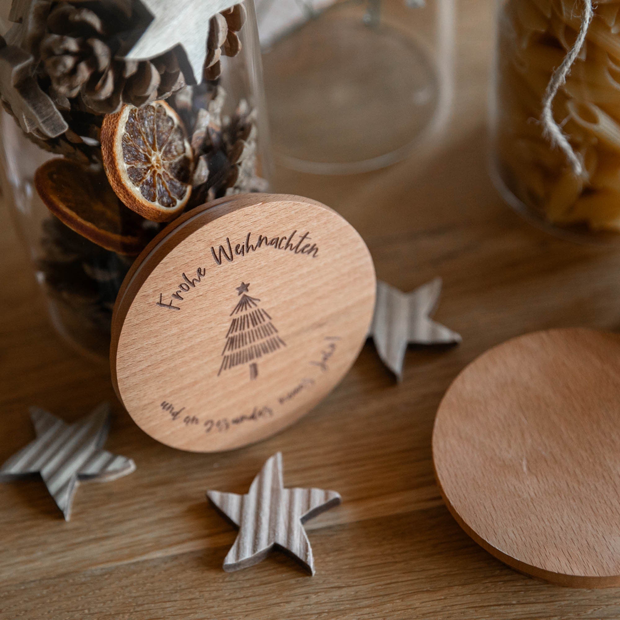 Vorratsglas mit Holzdeckel - personalisiert - Geschenkidee Weihnachten