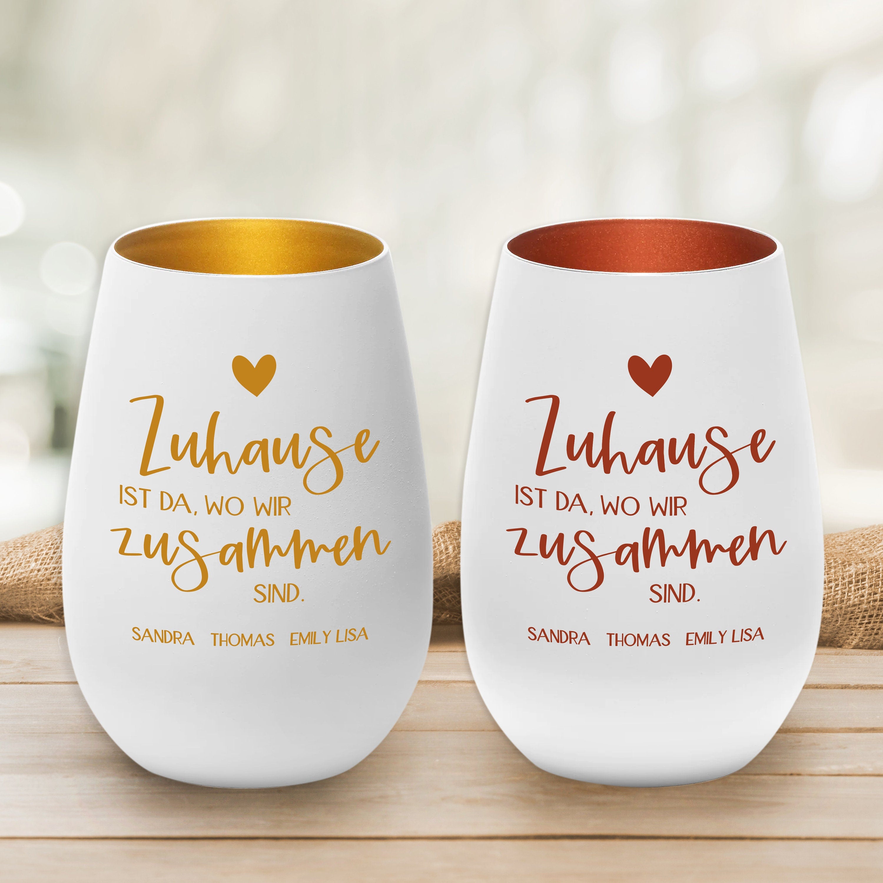 Laserhelden Shop - Personalisiertes Windlicht mit Namen der Familienmitglieder - Geschenkidee Weihnachten