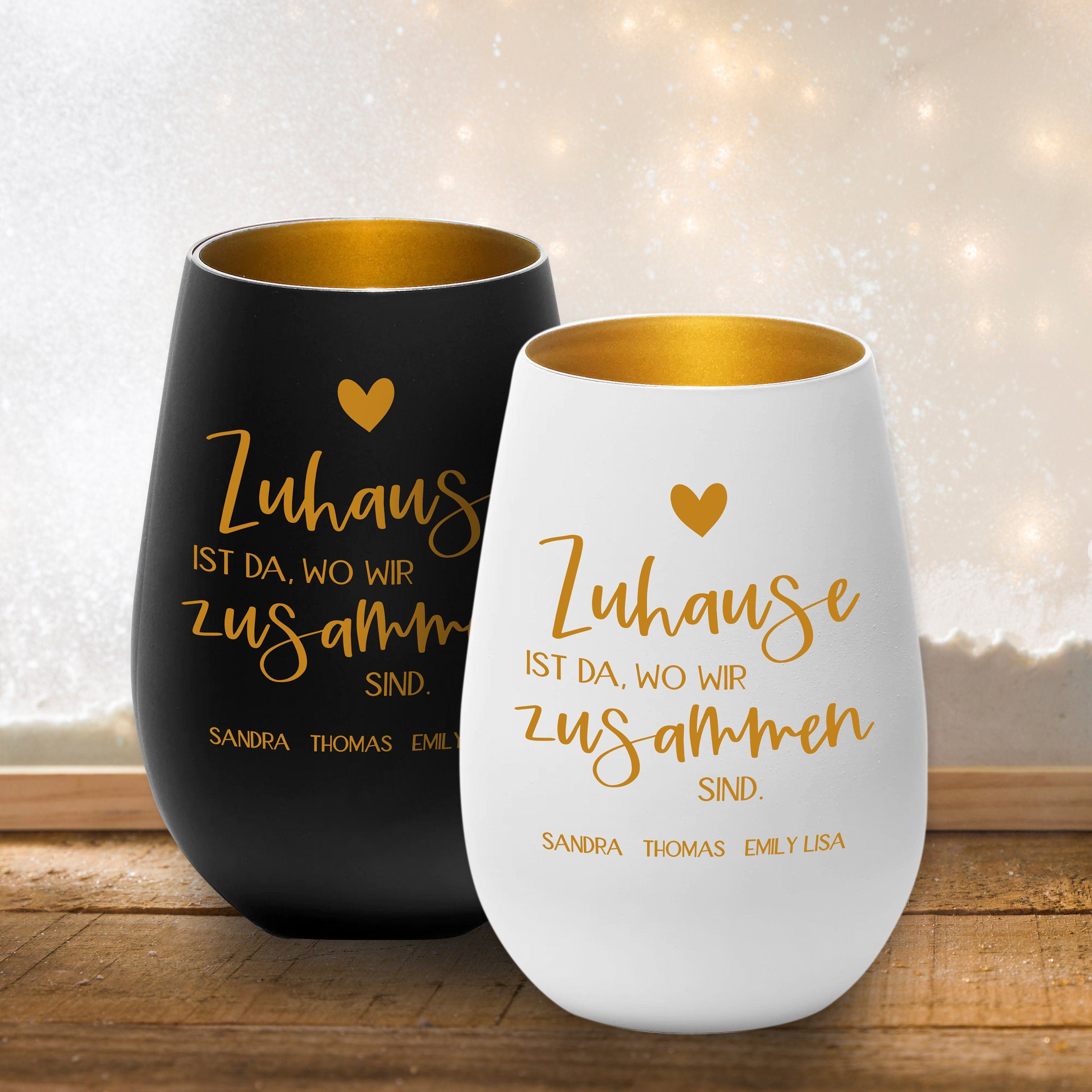 Laserhelden Shop - Personalisiertes Windlicht mit Namen der Familienmitglieder - Geschenkidee Weihnachten