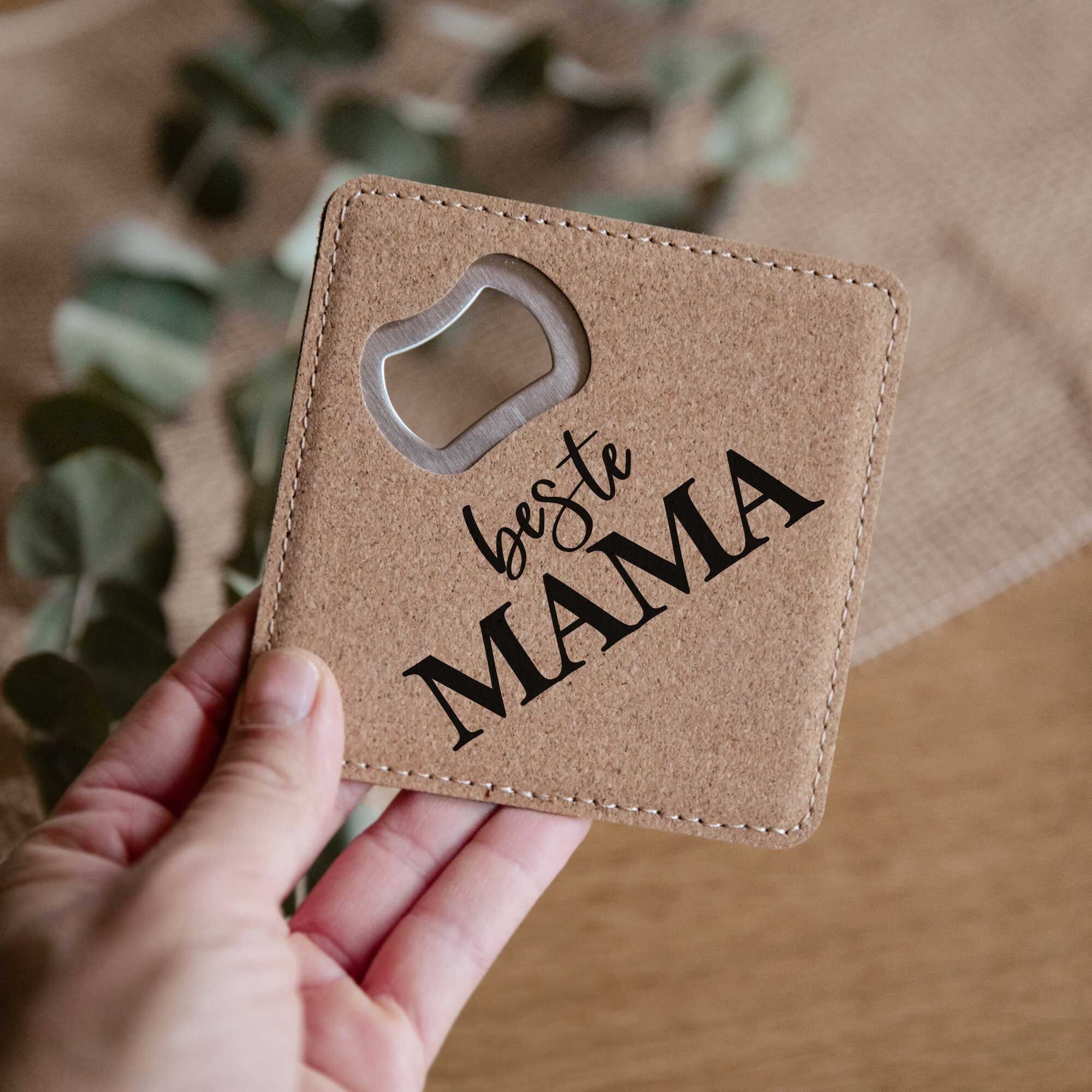 Flaschenöffner mit Gravur - Bester Papa / Kork Untersetzer mit integriertem Öffner / Geschenk Papa / Vatertag / Kapselheber