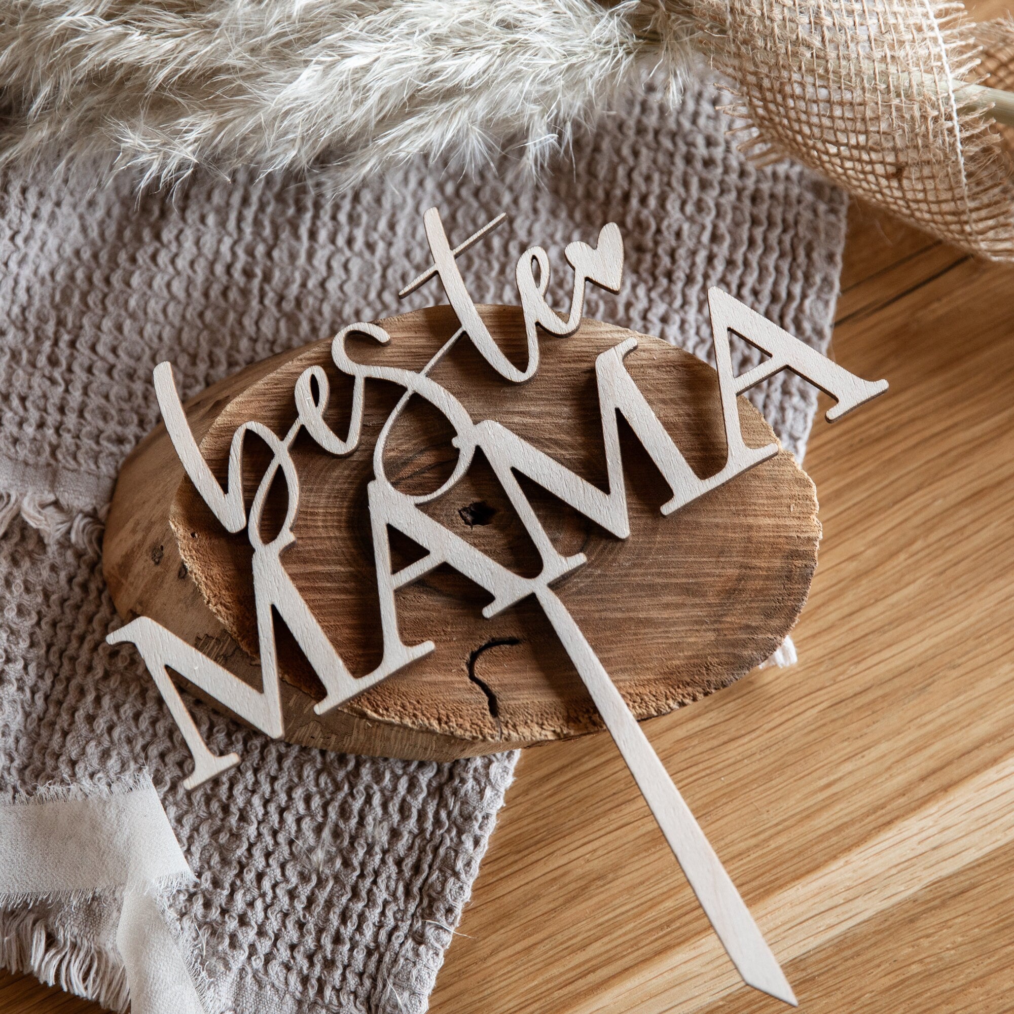Caketopper Beste Mama / Muttertag Kuchen / Mama / Mutter Kuchenstecker / Tortentopper Holz / Muttertagskuchen Deko / Torte Stecker