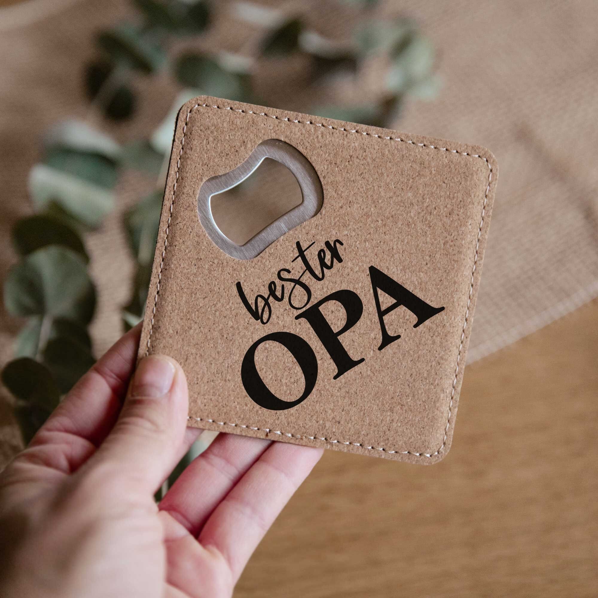 Flaschenöffner mit Gravur - Bester Papa / Kork Untersetzer mit integriertem Öffner / Geschenk Papa / Vatertag / Kapselheber