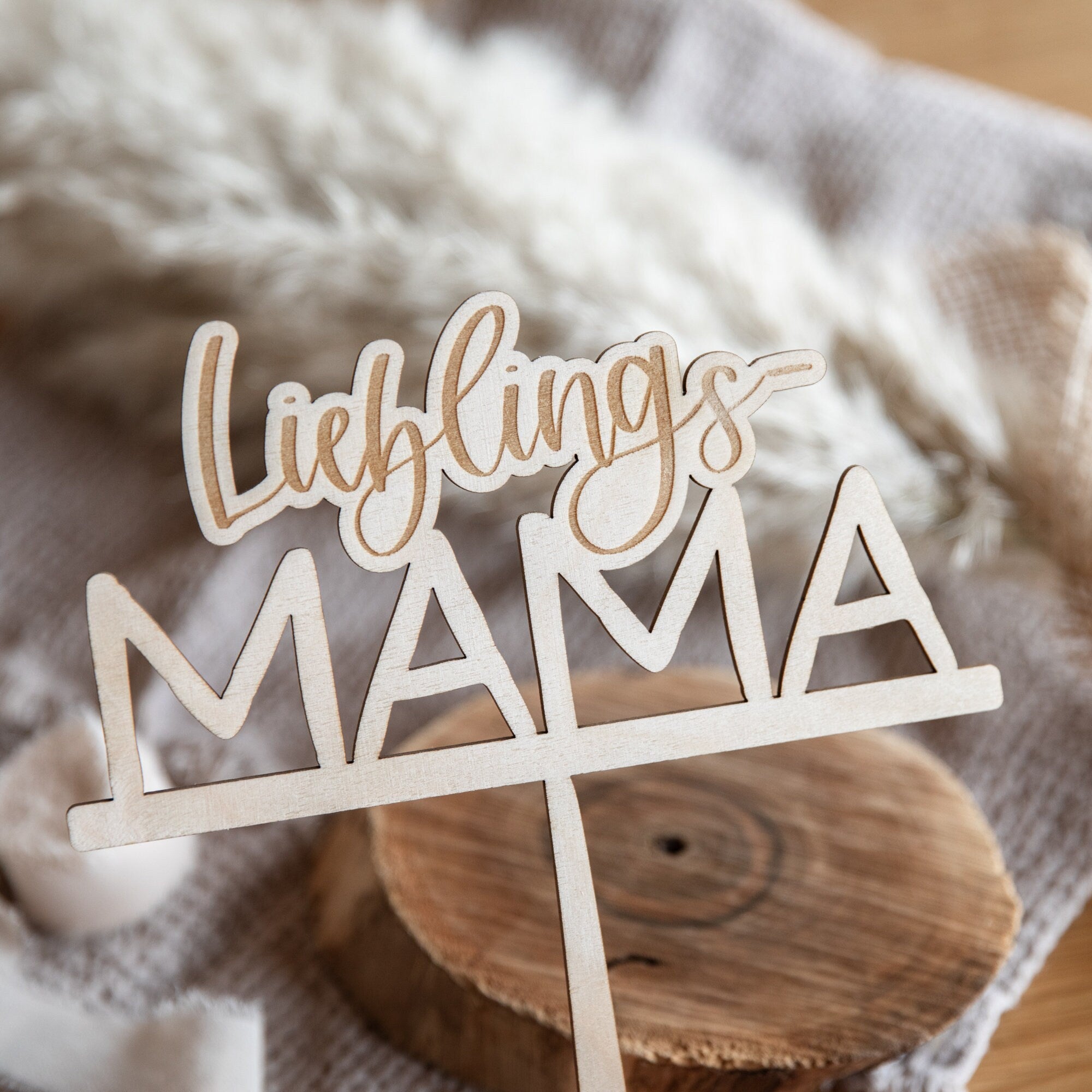 Caketopper Lieblingsmama / Kuchendeko Muttertag / Caketopper Mama / Mutter Kuchenstecker / Tortentopper Holz / Muttertagskuchen Deko