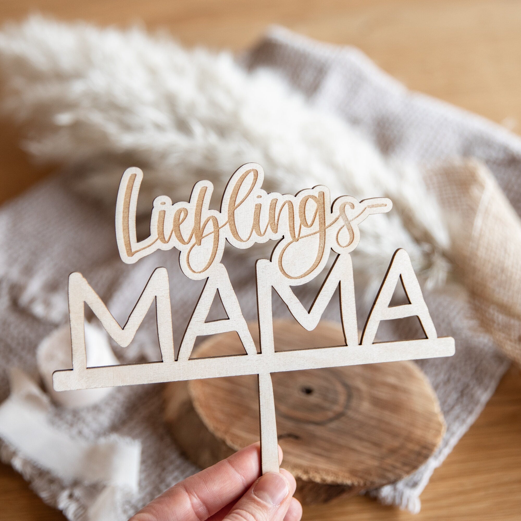 Caketopper Lieblingsmama / Kuchendeko Muttertag / Caketopper Mama / Mutter Kuchenstecker / Tortentopper Holz / Muttertagskuchen Deko