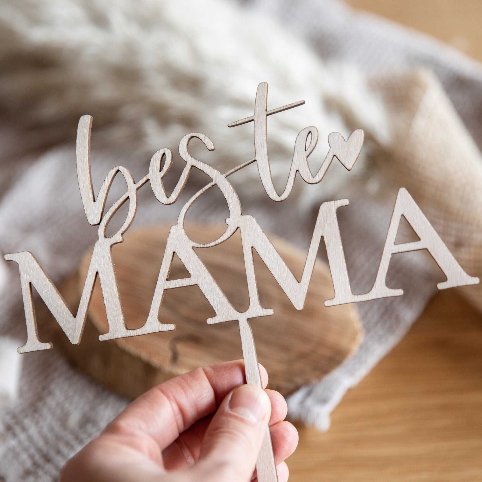 Caketopper Beste Mama / Muttertag Kuchen / Mama / Mutter Kuchenstecker / Tortentopper Holz / Muttertagskuchen Deko / Torte Stecker